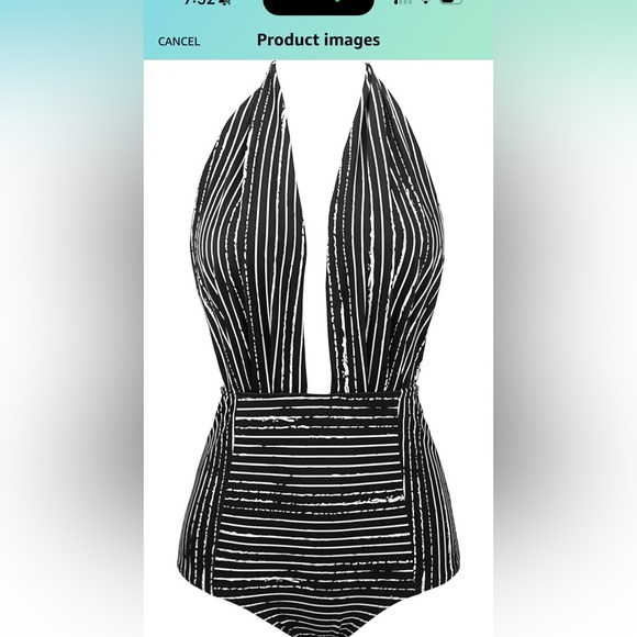 NWT COCOSHIP black and white stripe one piece swimsuit, size 10 - Picture 5 of 5